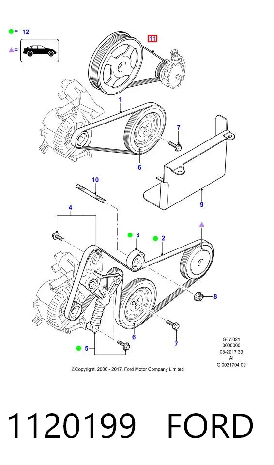 Pas napędowy mechanizmów 1120199 Ford