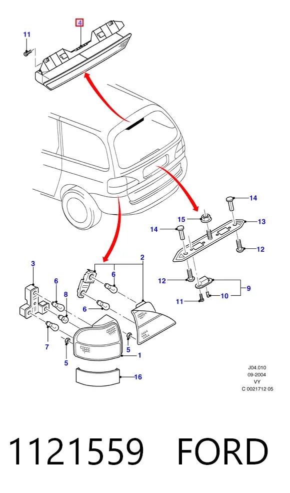 Lampa stop tylna dodatkowa Ford Galaxy I VY
