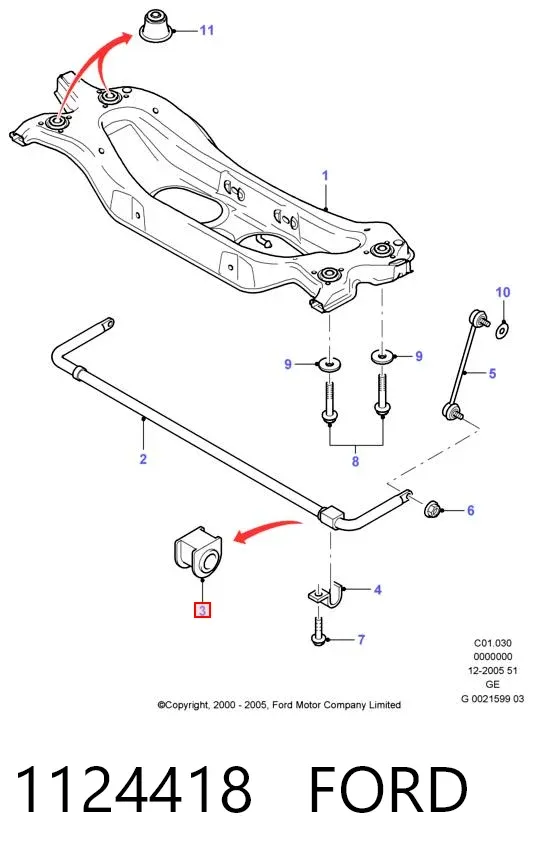 Tuleja stabilizatora tylnego 1124418 Ford