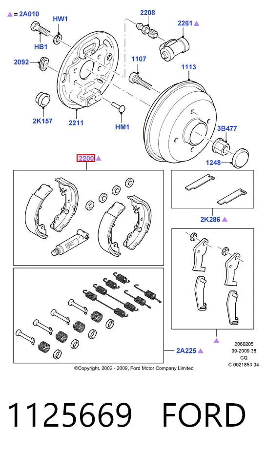 Klocki hamulcowe tylne bębnowe 1125669 Ford