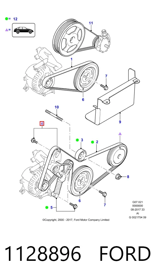 Rolka prowadząca, kierunkowa paska napędowego 1128896 Ford