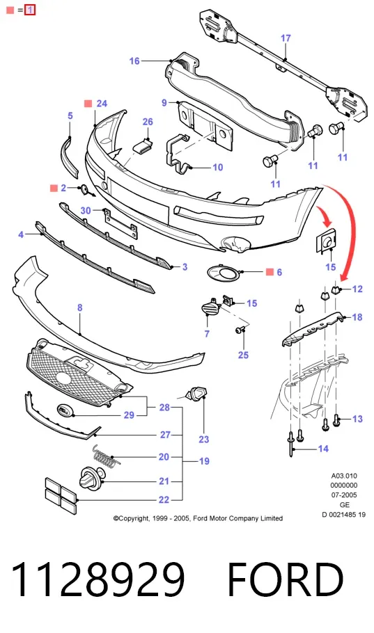 Zderzak przedni 1128929 Ford