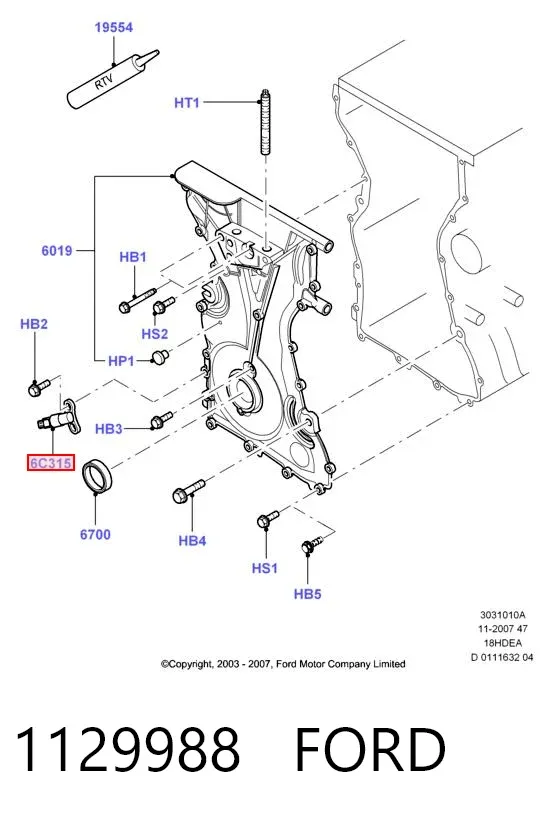 Czujnik położenia wału korbowego 1129988 Ford
