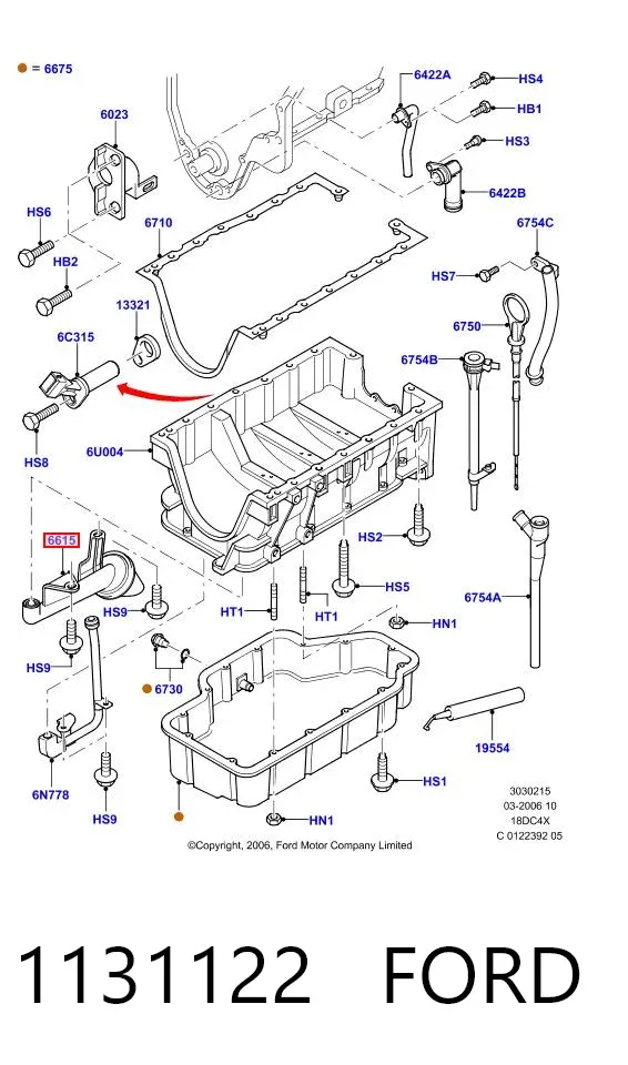 Kanał ssący 1131122 Ford