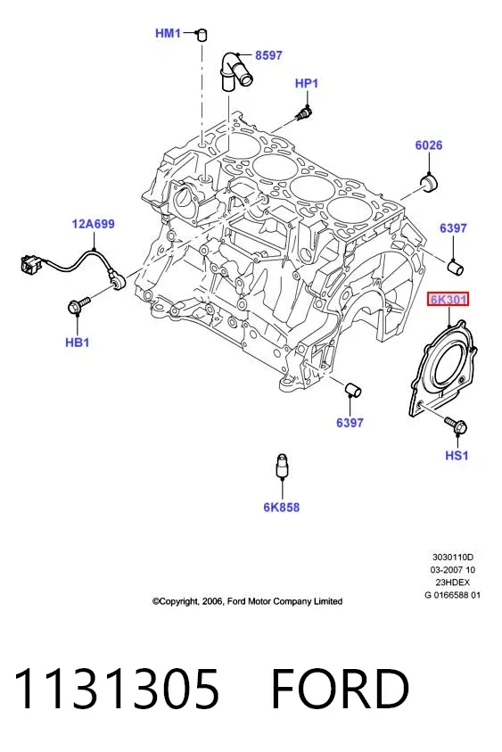 Uszczelniacz wału korbowego silnika tylny 1131305 Ford