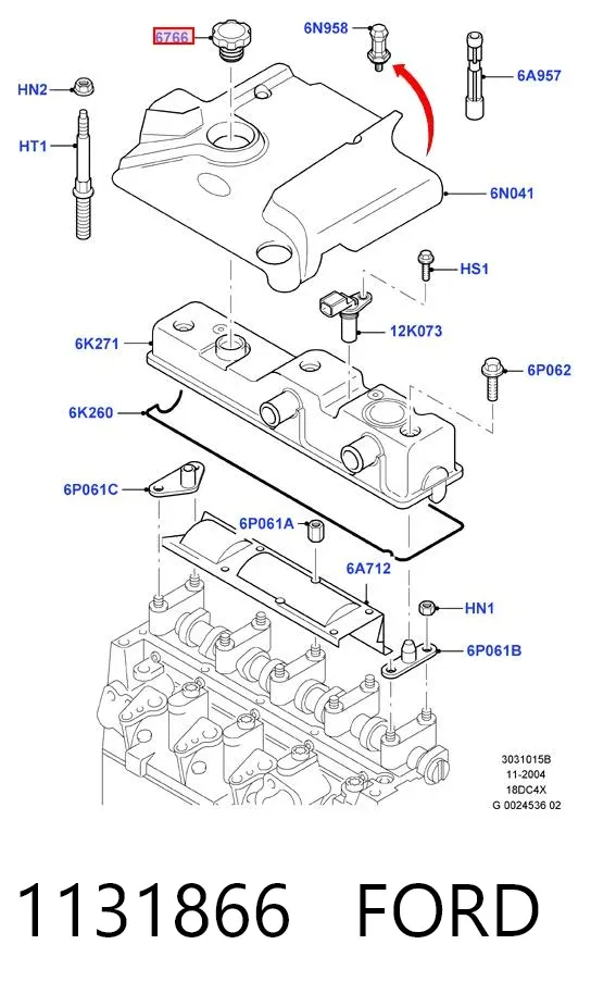 Korek wlewu oleju 1131866 Ford
