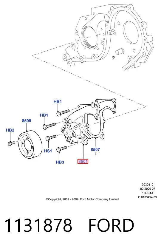 Pompa chłodząca wodna 1131878 Ford