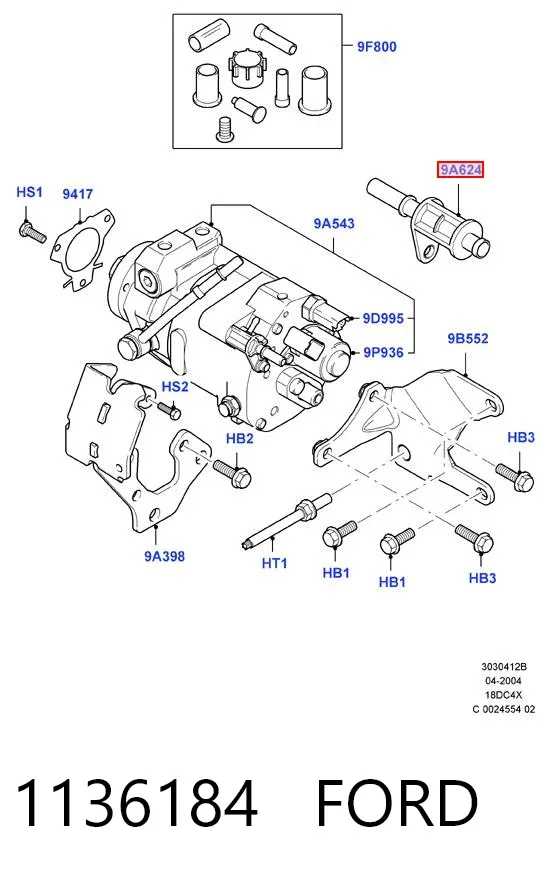 Zawór regulacji ciśnienia (zawór redukcyjny pompy wtryskowej) System Common-Rail 1136184 Ford