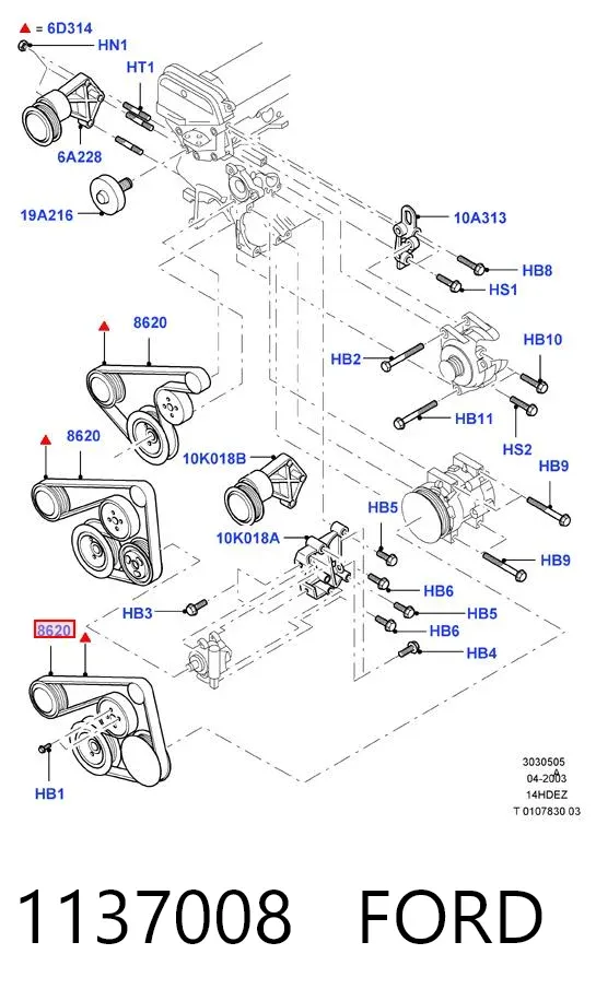 Pas napędowy mechanizmów 1137008 Ford
