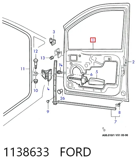 Drzwi przednie prawe 1138633 Ford