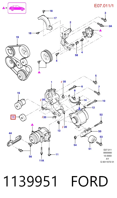 Rolka prowadząca, kierunkowa paska napędowego 1139951 Ford