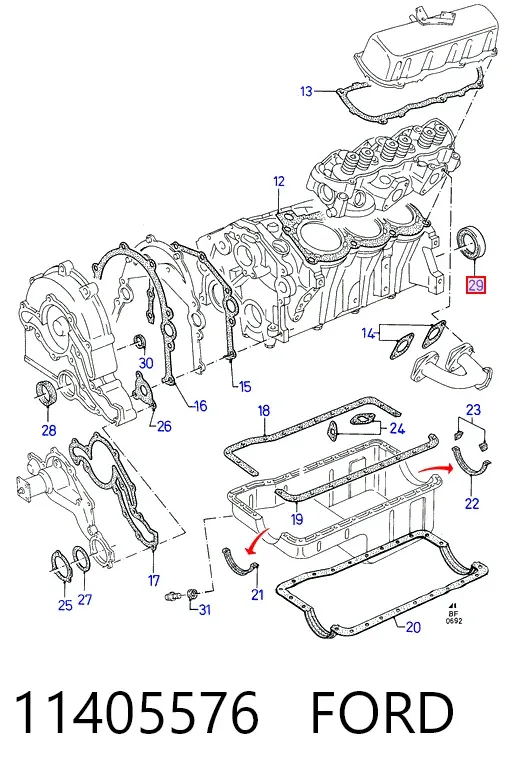 Uszczelniacz wału korbowego silnika tylny 11405576 Ford