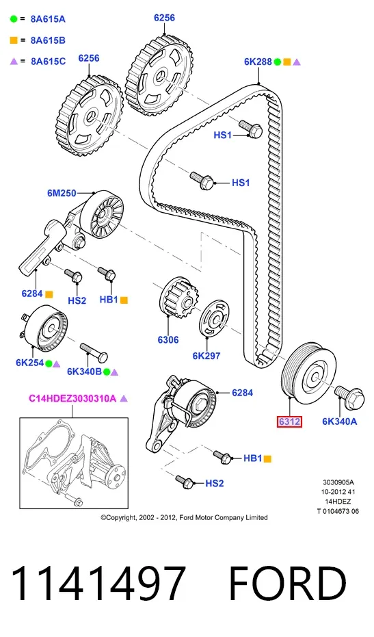 Koło pasowe wału korbowego 1141497 Ford