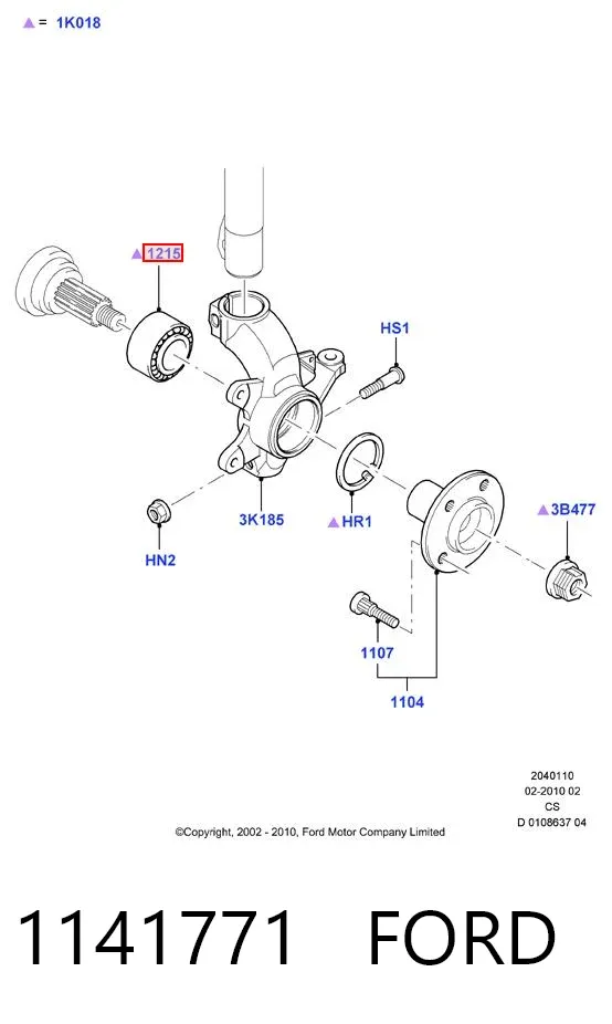 Łożysko piasty przedniej 1141771 Ford