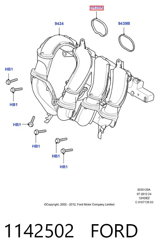 Uszczelka kolektora ssącego 1142502 Ford