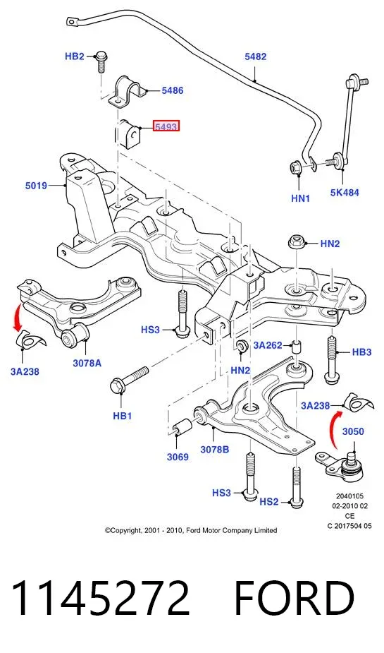 Tuleja stabilizatora przedniego 1145272 Ford