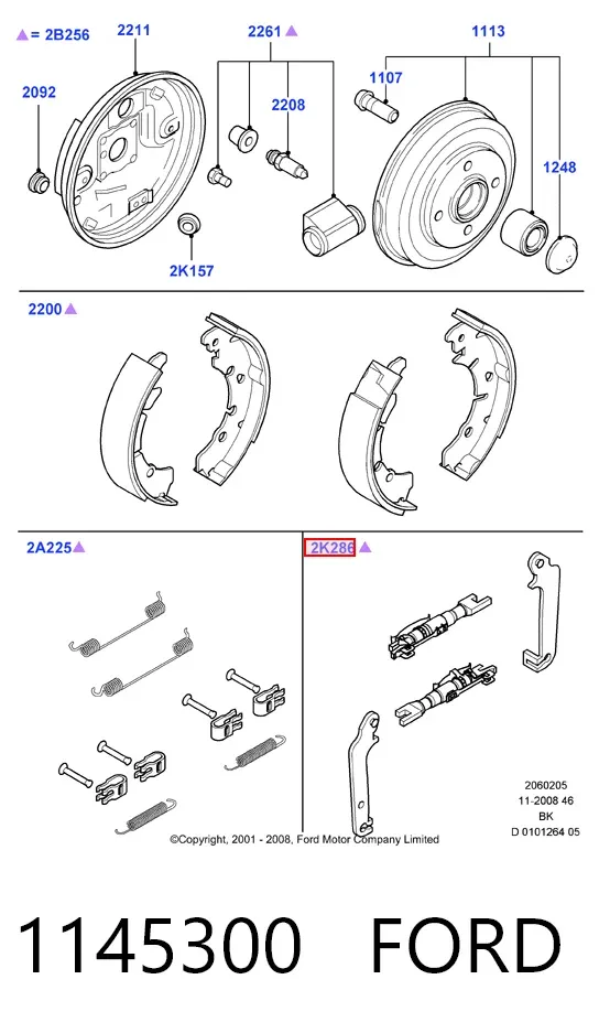 Regulator tylnego bębna hamulcowego 1145300 Ford