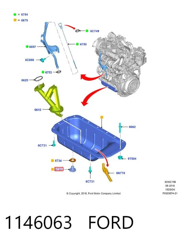 Korek miski olejowej silnika 1146063 Ford