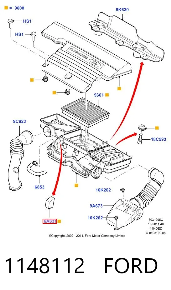 Filtr odpowietrzenia bloku silnika 1148112 Ford