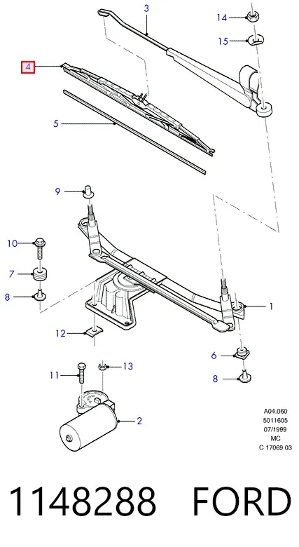 Pióro wycieraczki szyby przedniej kierowcy 1148288 Ford