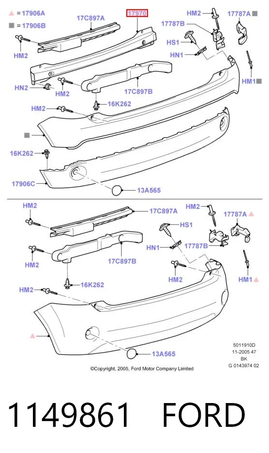 Wzmocnienie zderzaka tylnego 1149861 Ford