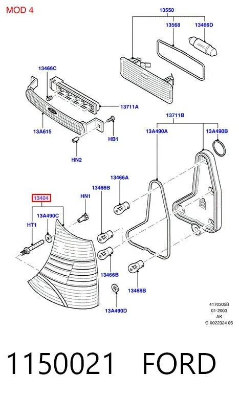 Lampa zespolona tylna prawa Ford Focus I