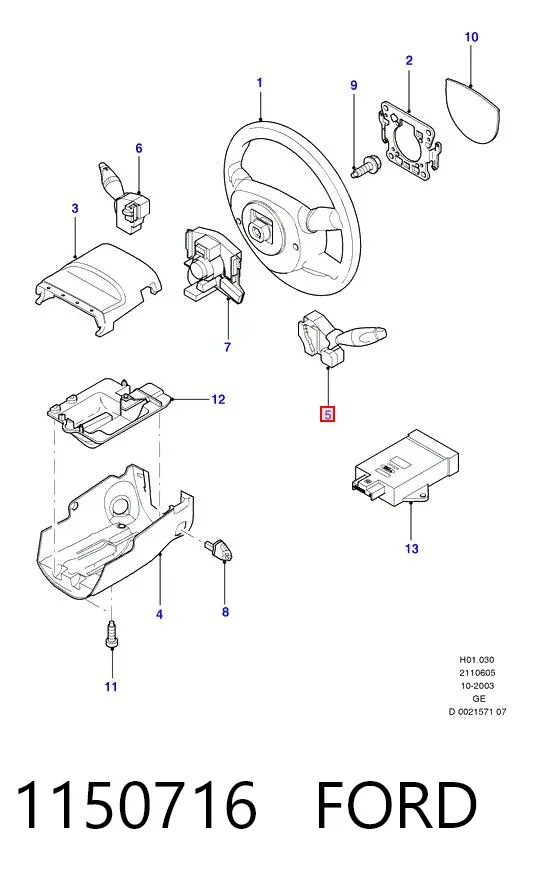 Przełącznik zespolony lewy 1150716 Ford