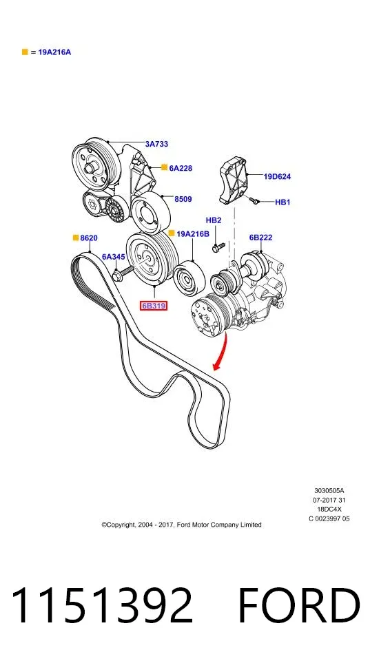 Koło pasowe wału korbowego 1151392 Ford
