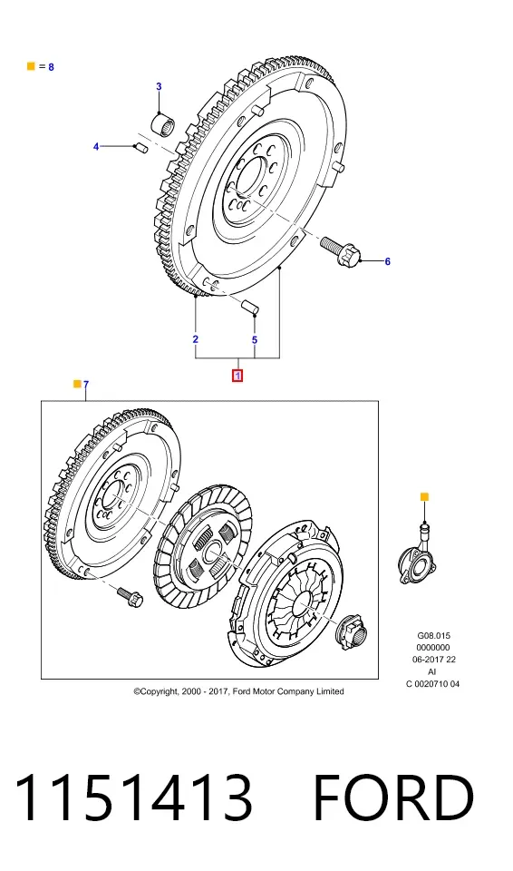 Koło zamachowe silnika 1151413 Ford