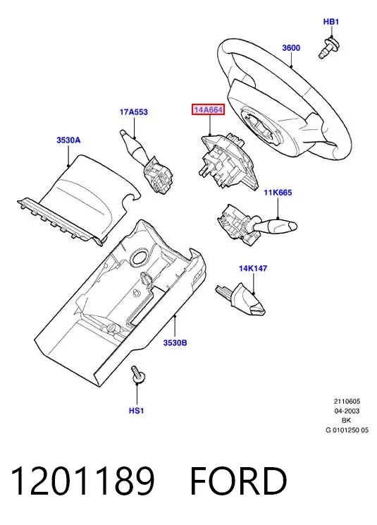 Pierścień kontaktowy AIRBAG, taśma kierownicy 1201189 Ford
