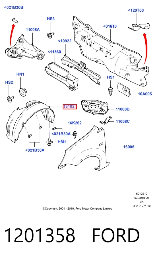 Nadkole błotnika przedniego lewe 1201358 Ford