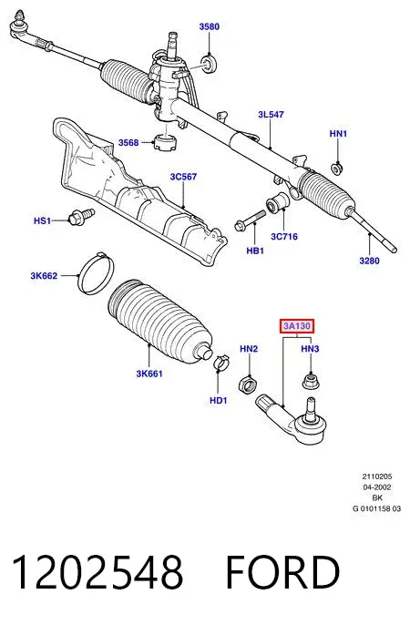 Końcówka drążka kierowniczego zewnętrzna 1202548 Ford