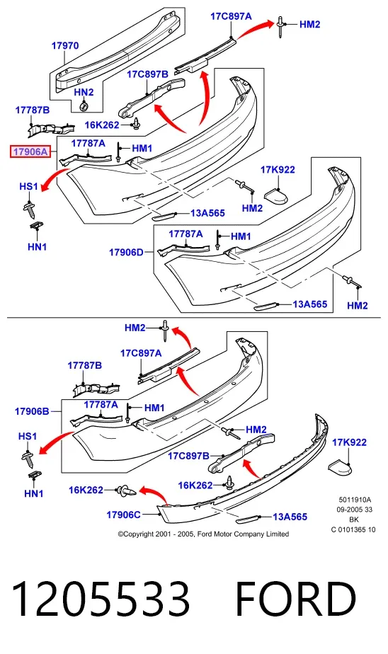 Zderzak tylny 1205533 Ford
