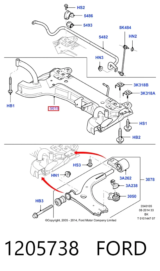 Korpus osi przedniej 1205738 Ford