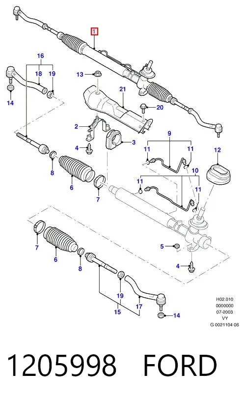Listwa kierownicza (maglownica) 1205998 Ford