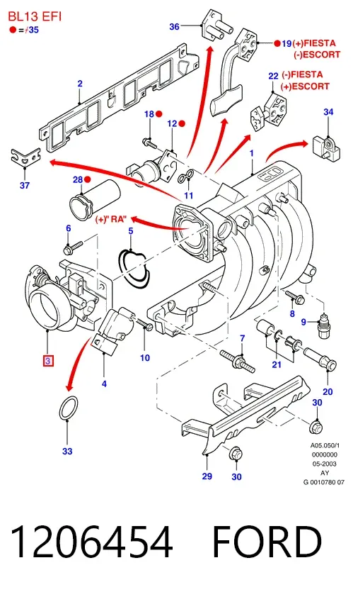 Przepustnica, komplet Ford Ka RBT