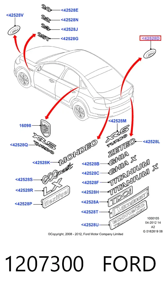 Emblemat na klapę bagaznika (znaczek firmowy) 1207300 Ford