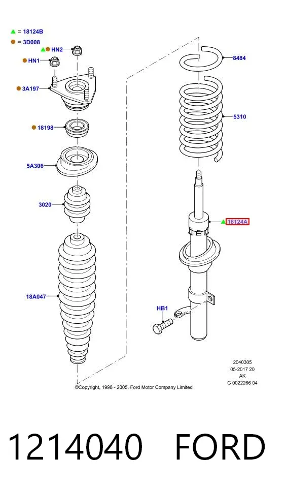 Amortyzator przedni prawy 1214040 Ford