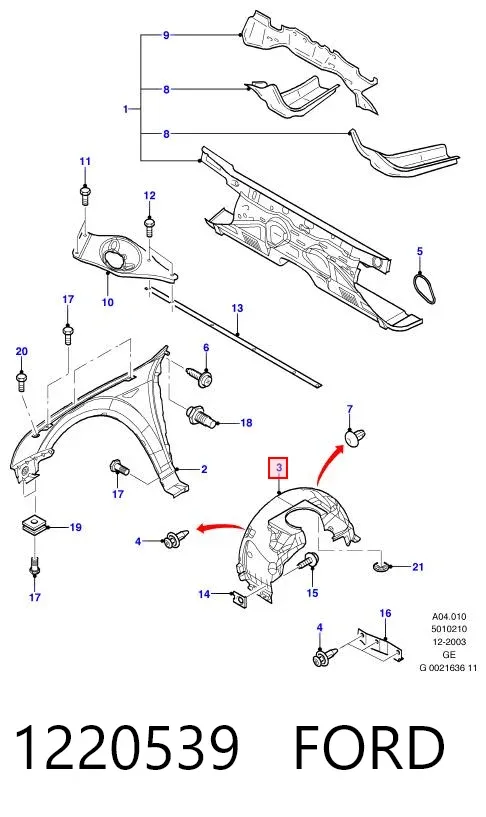 Nadkole błotnika przedniego prawe 1220539 Ford