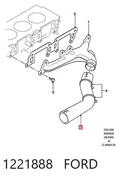Przewód (króciec) układu chłodzenia 1221888 Ford