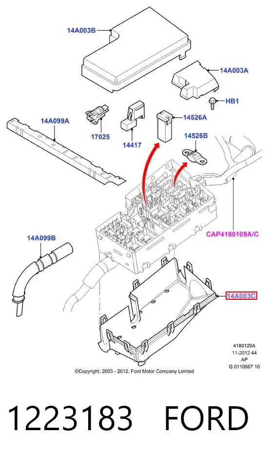 Obudowa skrzynki bezpieczników 1223183 Ford