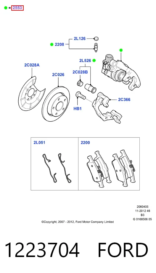 Zacisk hamulcowy tylny prawy 1223704 Ford