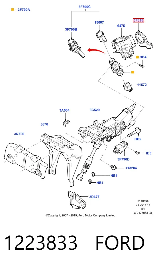 Czujnik kąta skrętu kierownicy 1223833 Ford