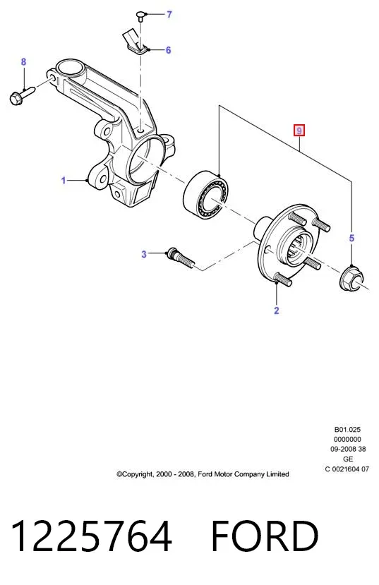 Łożysko piasty przedniej 1225764 Ford