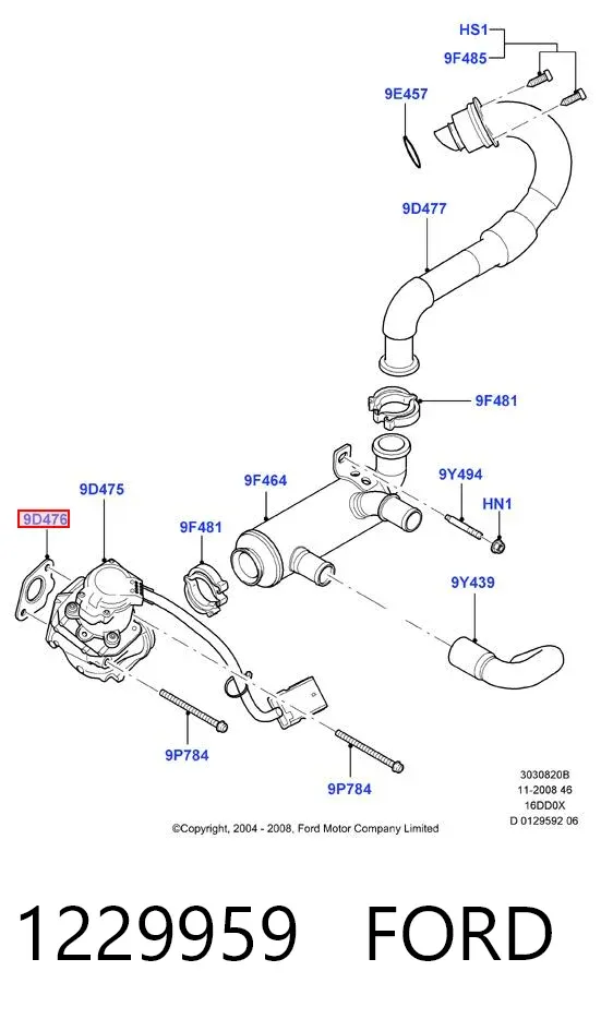 Uszczelka zaworu recyrkulacji EGR 1229959 Ford
