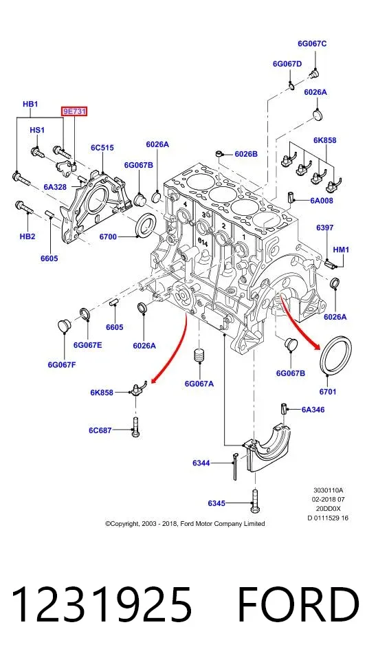 Czujnik położenia wału korbowego 1231925 Ford