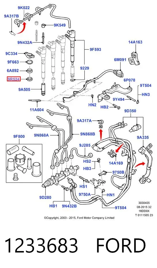 Pierścień uszczelniający wtryskiwacza 1233683 Ford