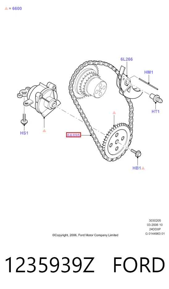 Łańcuch pompy oleju 1235939Z Ford