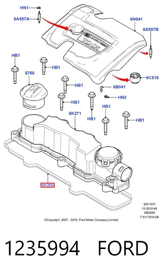 Uszczelka pokrywy zaworowej silnika 1235994 Ford