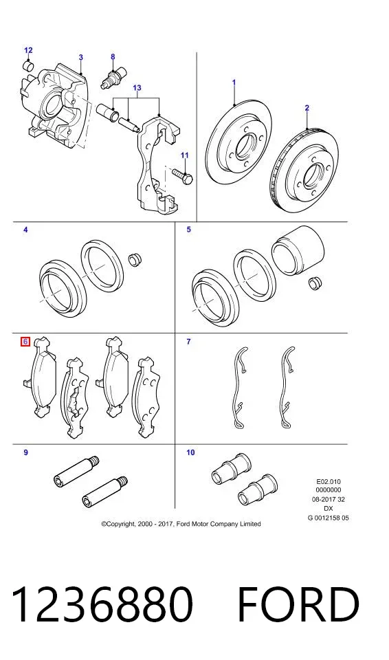 Klocki hamulcowe przednie tarczowe 1236880 Ford